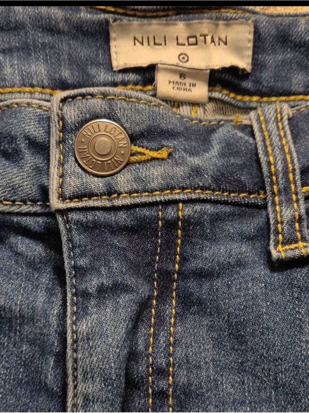 Nili Lotan Mid-Blue Wide-Leg Button-Side Jeans - Picture 5 of 7